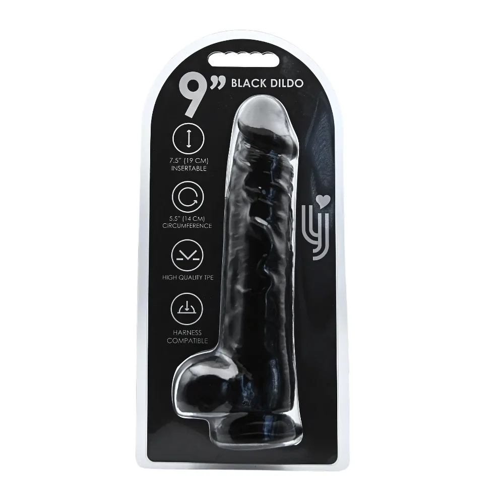 Loving Joy Dildo 9 Polegadas com Testículos Preto