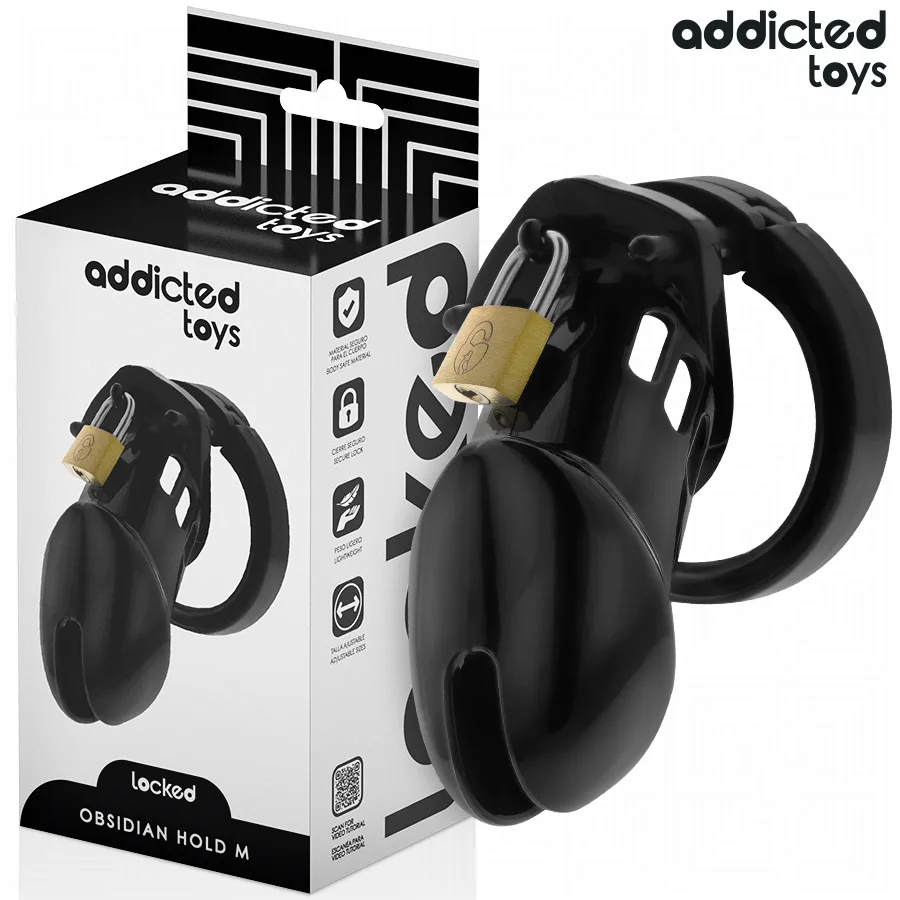 ADDICTED TOYS LOCKED - OBSIDIAN HOLD PENIS CAGE SIZE M