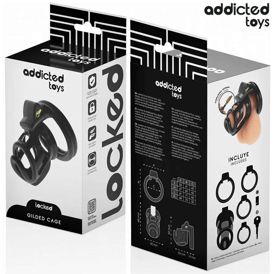 ADDICTED TOYS LOCKED - GILDEN CAGE SILICONE PENIS CAGE 8.5 CM