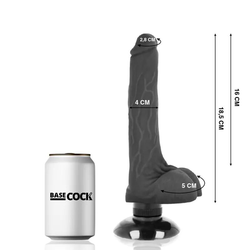 Basecock - Realistic Vibrator 2-1 Black 18.5 cm -O- 4 cm