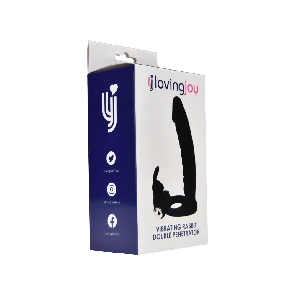 Loving Joy Double Fun Strap-On Rabbit Vibratório de Dupla Penetração