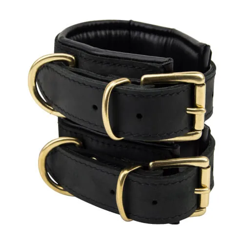 Bound Noir Algemas de Pulso Finas em Pele Nubuck