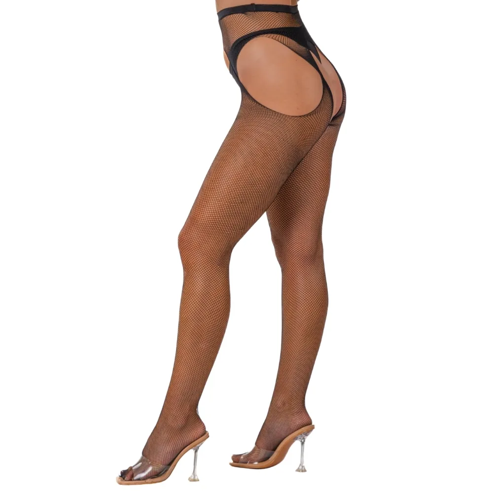 Lace by LJ Collants de Rede Sem Entrepernas Preto