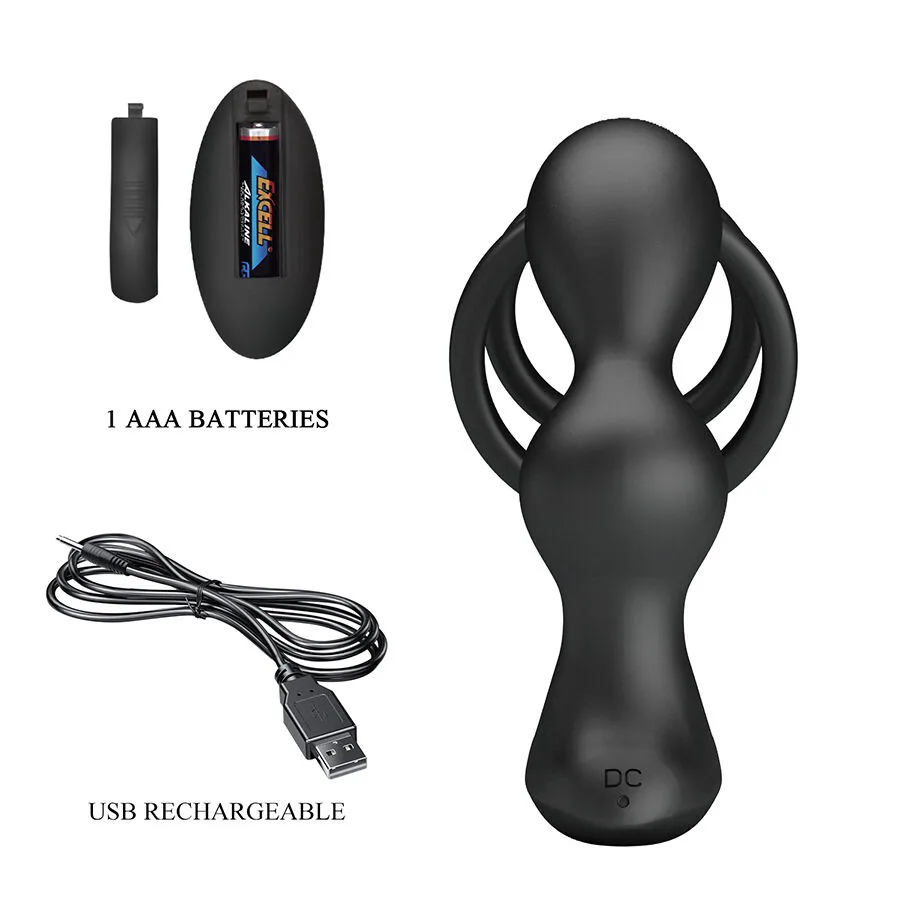 MR PLAY - VIBRATING ANAL PLUG WITH PENIS RING REMOTE CONTROL