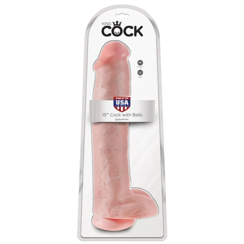 King Cock - Realistic Dildo with Testicles and Suction Cup 38 cm Flesh