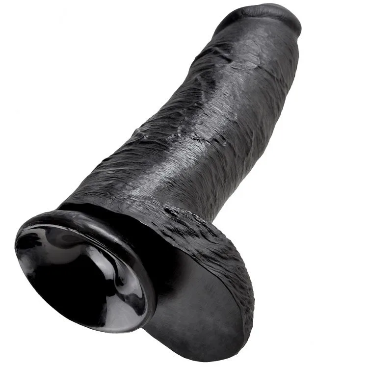 KING COCK - DILDO BLACK WITH BALLS 30.48 CM