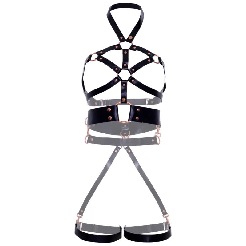 LEG AVENUE - VEGAN LEATHER GRIP BODY HARNESS BLACK