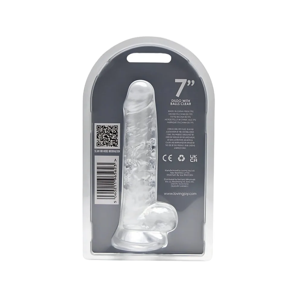 Loving Joy Dildo 7 Polegadas com Testículos Transparente