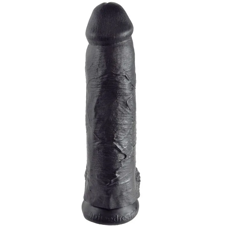 KING COCK - DILDO PRETO COM BOLAS 30.48 CM