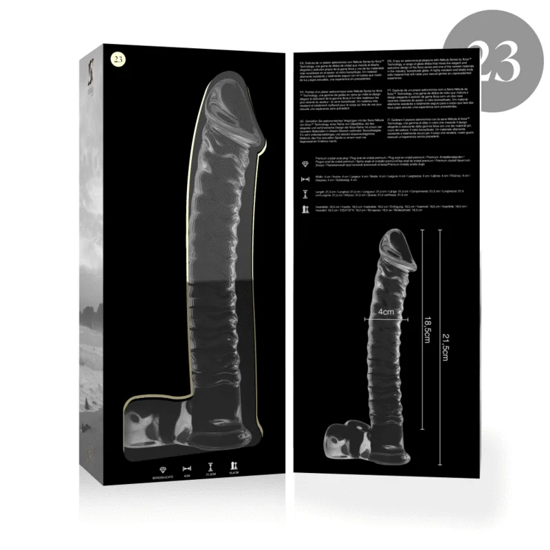 NEBULA SERIES BY IBIZA - MODELO 23 DILDO VIDRO BOROSILICADO TRANSPARENTE 21.5 CM -O- 4 CM