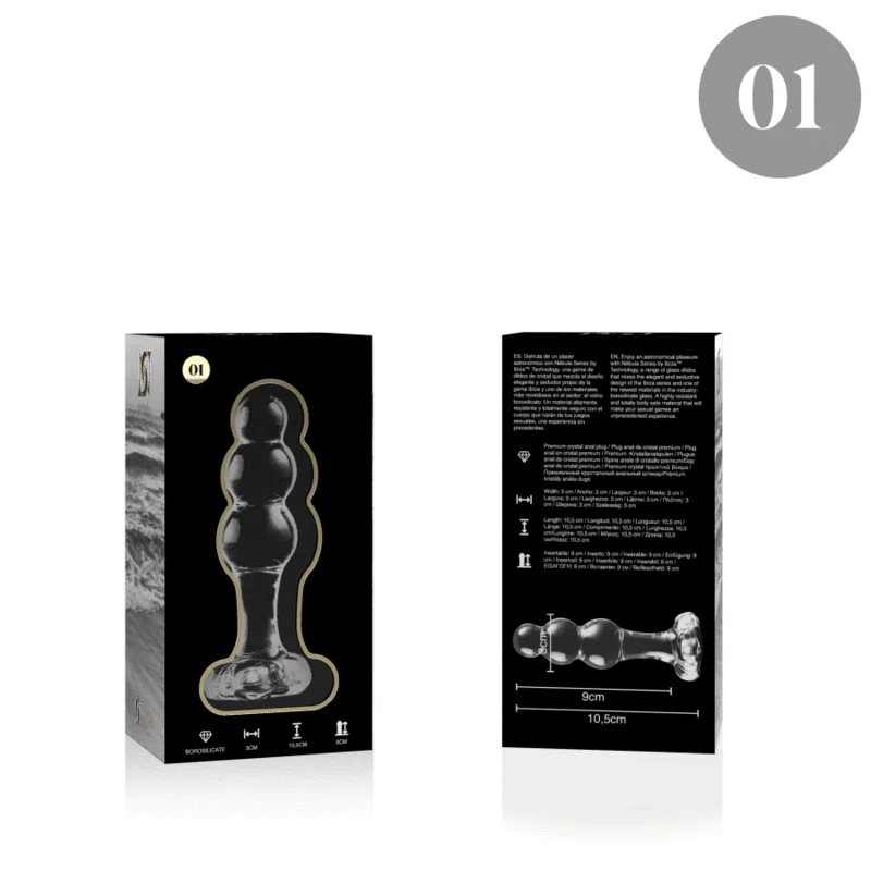 NEBULA SERIES BY IBIZA - MODELO 1 PLUG VIDRO BOROSILICADO TRANSPARENTE 10.5 CM -O- 3 CM