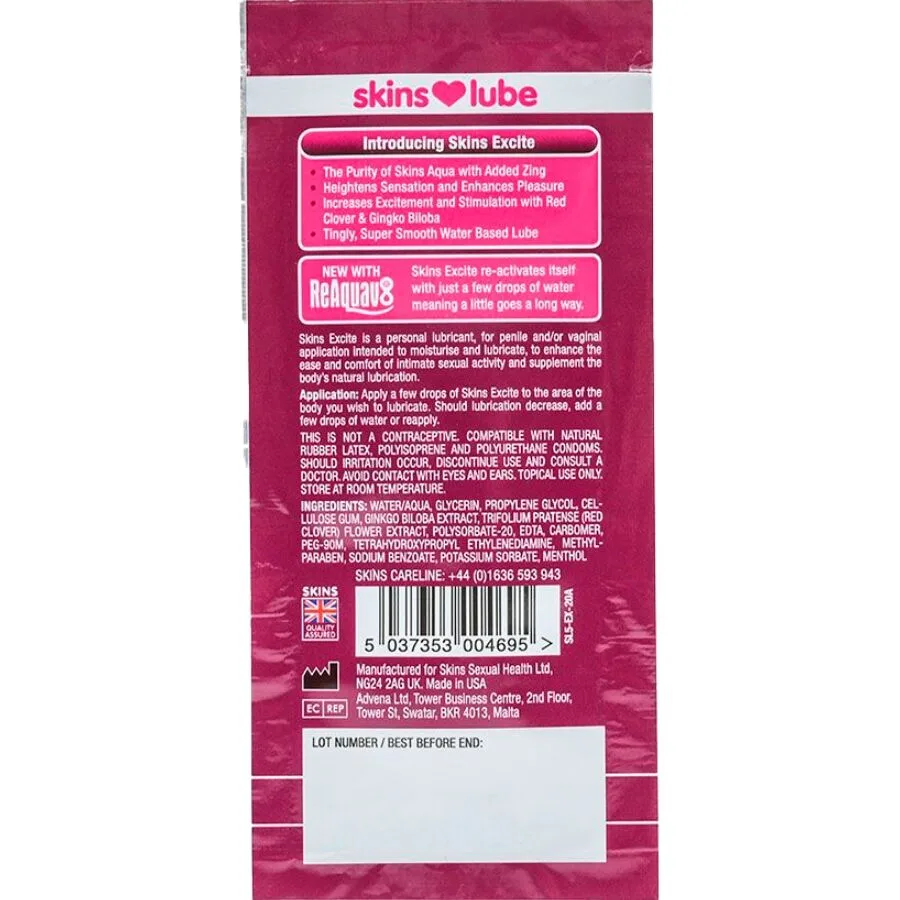 SKINS - EXCITE WATER-BASED LUBRICANT SINGLE-DOSE 5 ML