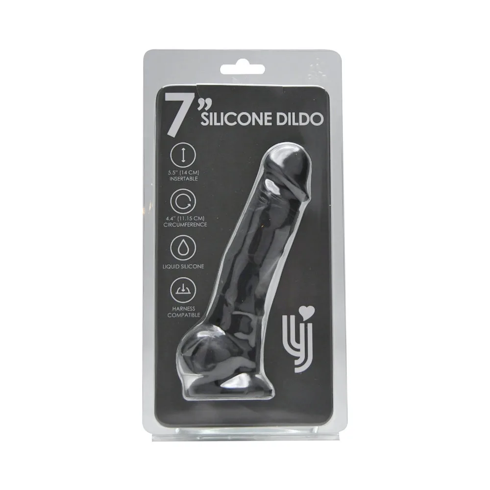 Loving Joy Dildo Realista de Silicone 7 Polegadas com Ventosa e Testículos Preto