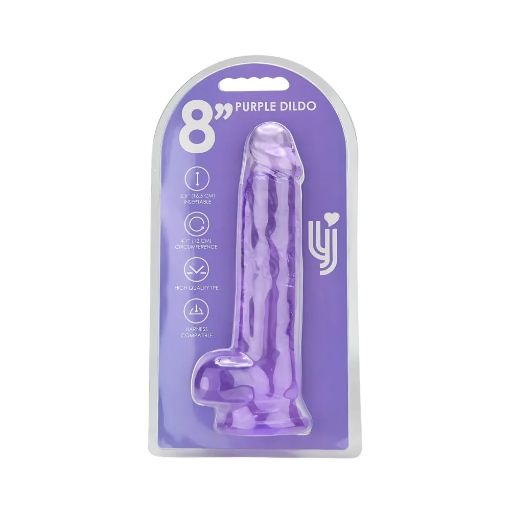 Loving Joy Dildo 8 Polegadas com Testículos Roxo