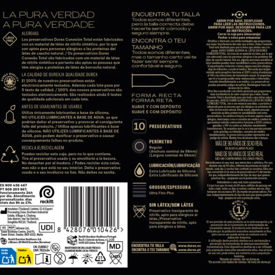 DUREX - TOTAL CONNECTION XL ULTRA FINE PLUS LATEX FREE 10 UNITS