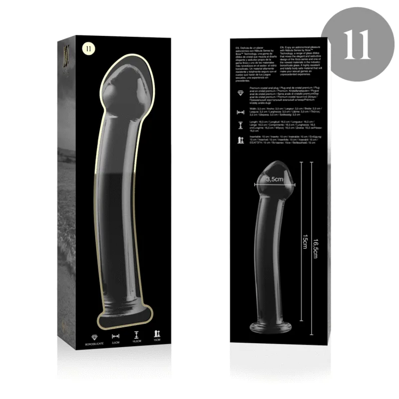 NEBULA SERIES BY IBIZA - MODEL 11 DILDO BOROSILICATE GLASS CLEAR 16 CM -O- 3 CM