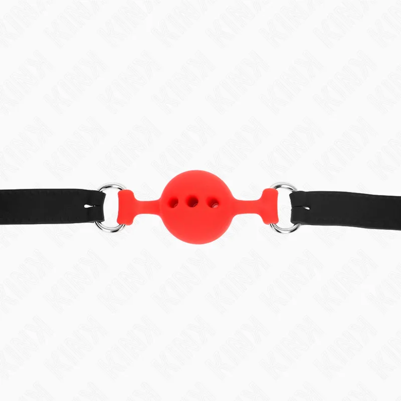KINK - FULL SILICONE GAG 55 x 2 CM WITH 4 CM BALL SIZE S RED ADJUSTABLE 35-51 CM