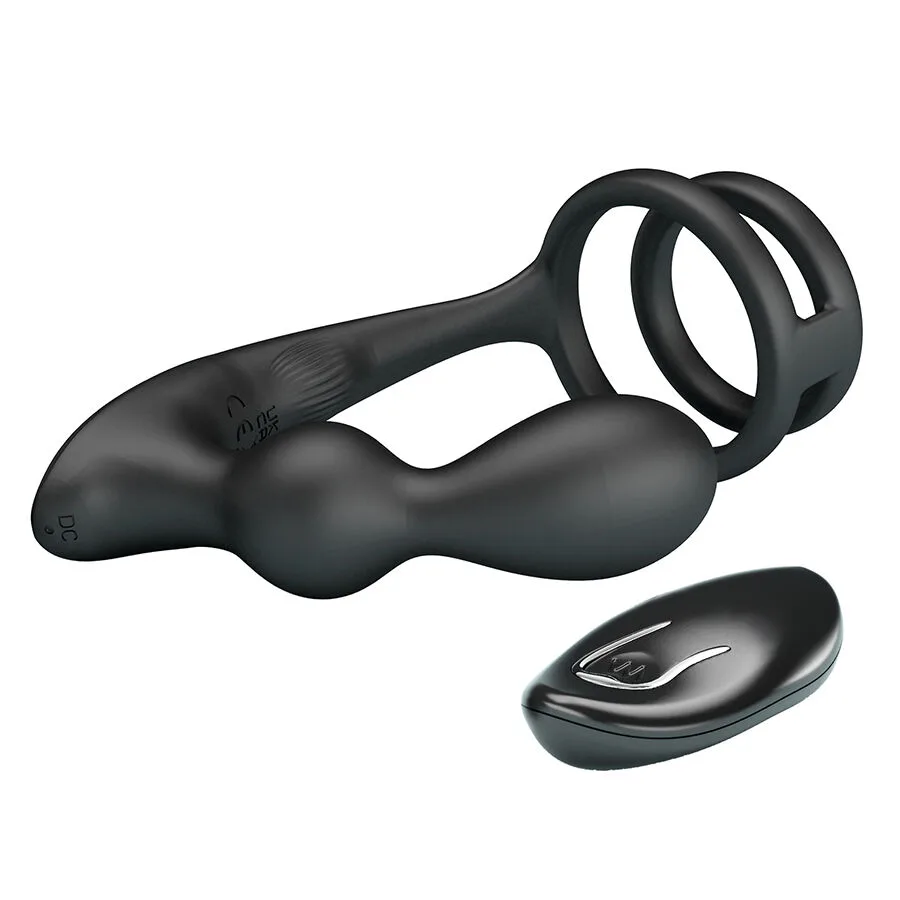 MR PLAY - VIBRATING ANAL PLUG WITH PENIS RING REMOTE CONTROL