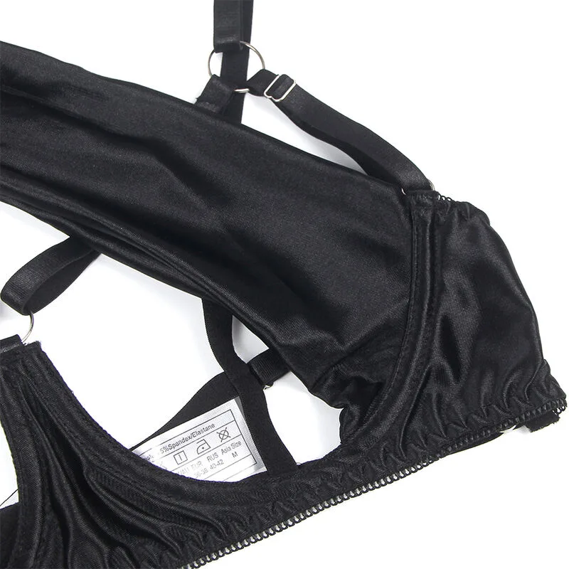 SUBBLIME - 955205 BRA SET WITH ADJUSTABLE BLACK BOW L/XL