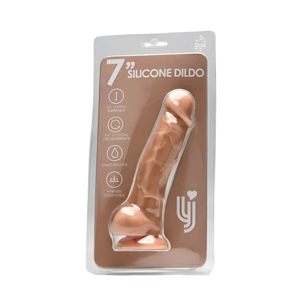 Loving Joy Dildo Realista de Silicone 7 Polegadas com Ventosa e Testículos Baunilha