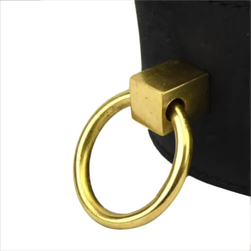 Bound Noir Coleira em Pele Nubuck com Argola O