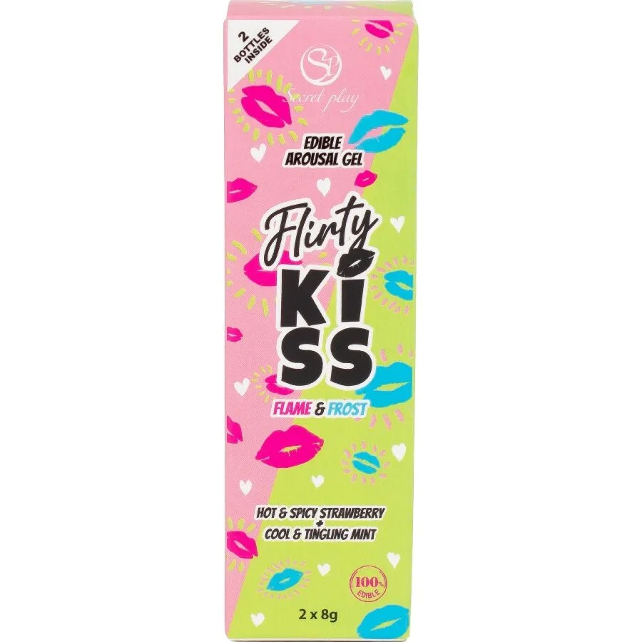 SECRETPLAY - GÉIS PARA BEIJOS FLERTANTES COM EFEITOS DE SEXO ORAL MORANGO E HORTELÃ 2 x 8 GR