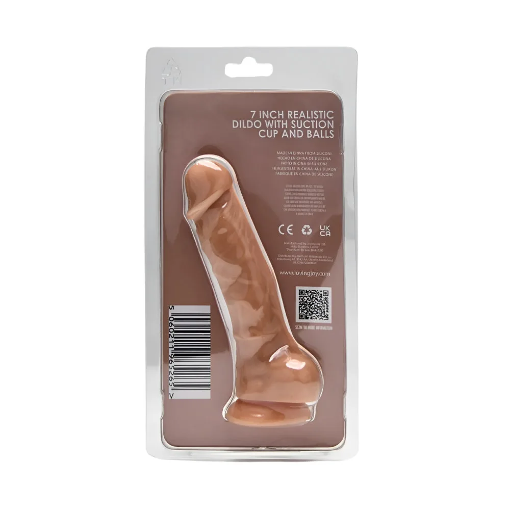 Loving Joy Dildo Realista de Silicone 7 Polegadas com Ventosa e Testículos Baunilha
