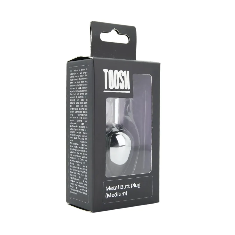 Toosh Plug Anal de Metal Prateado Médio Pedra Transparente