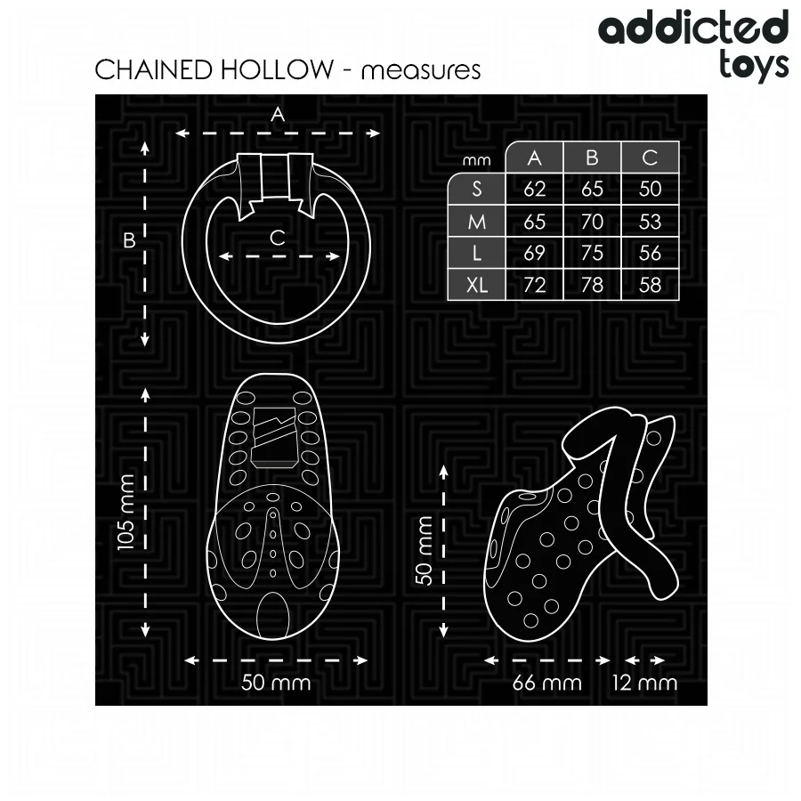 ADDICTED TOYS LOCKED - CHAINED HOLLOW PENIS CAGE 10.5 CM