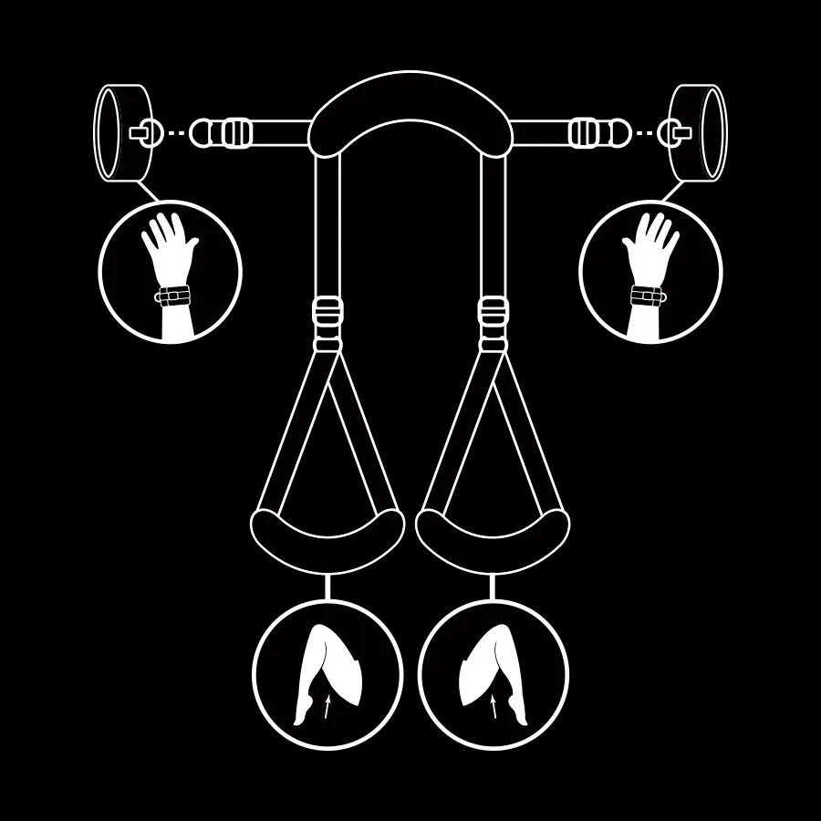 FETISH SUBMISSIVE - OPEN LEGS POSITION WITH NOPRENE LINING HANDCUFFS