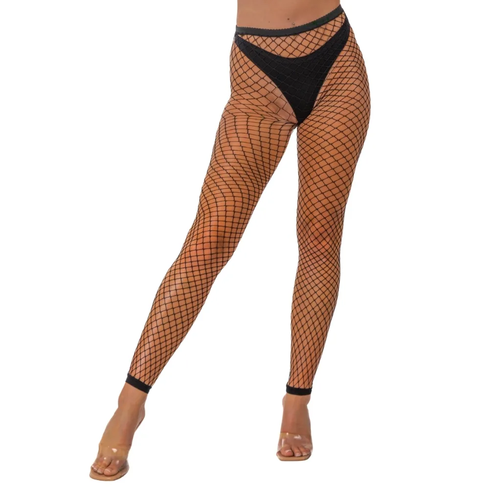 Lace by LJ Collants de Rede Industrial Sem Pés Tamanho Único Preto