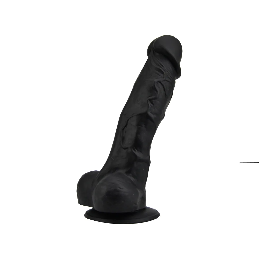 Loving Joy Dildo Realista de Silicone 7 Polegadas com Ventosa e Testículos Preto