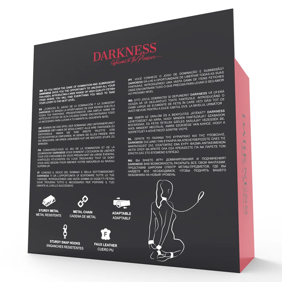 DARKNESS - ALGEMAS E COLAR DE COURO PRETO