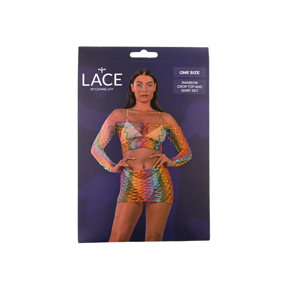 Lace by LJ Conjunto Top Curto e Saia Arco-Íris