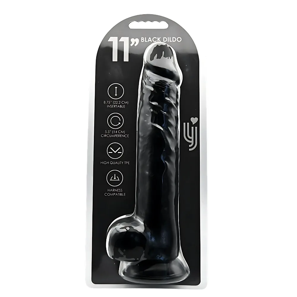 Loving Joy Dildo 11 Polegadas com Testículos Preto