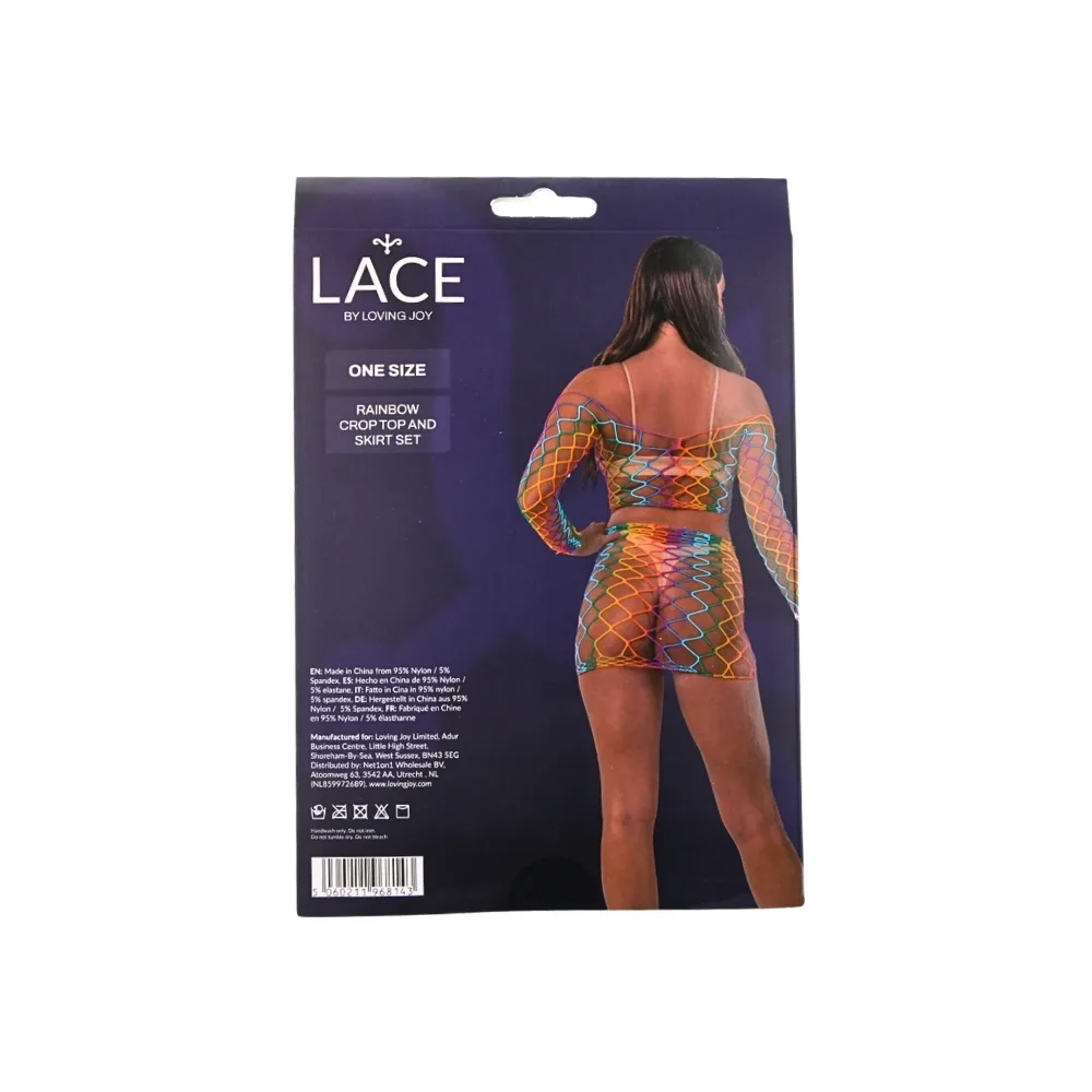 Lace by LJ Conjunto Top Curto e Saia Arco-Íris