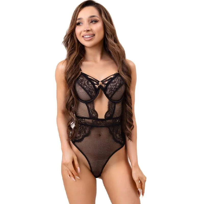 LIVCO CORSETTI FASHION - PAULA LC 20209 BODY COM DECORAÇÕES DE RENDA PRETO