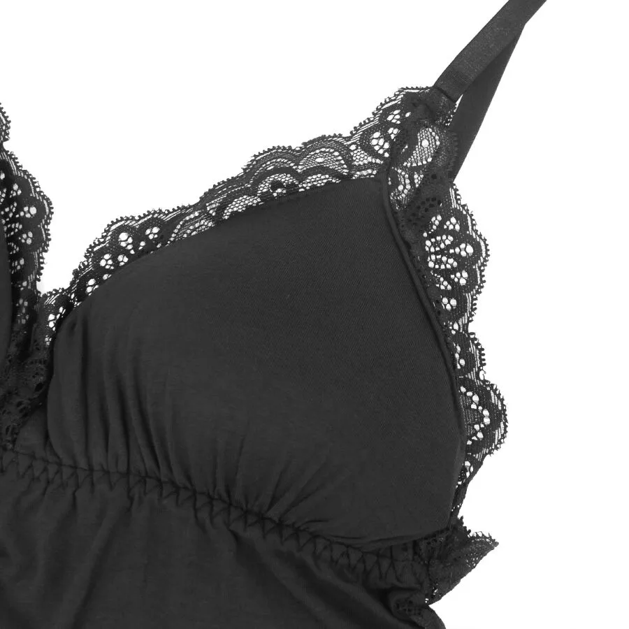 SUBBLIME - BLACK FLORAL LACE DETAIL TEDDY S/M