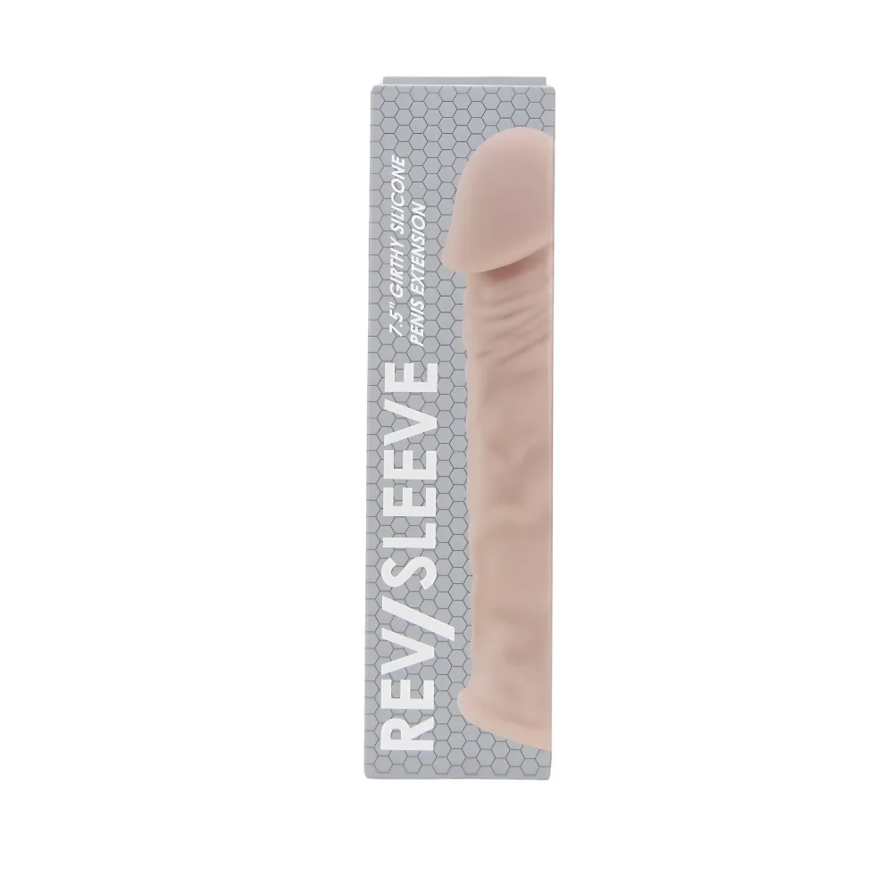 Rev-Sleeves Manga de Extensão Peniana Realista e Grossa de Silicone 7.5 Polegadas