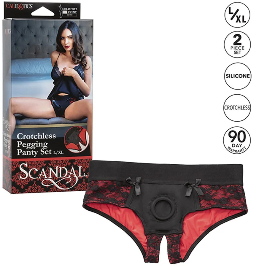 CALEXOTICS - SCANDAL SET OF CROTCHLESS PANTIES WITH DILDO SIZE