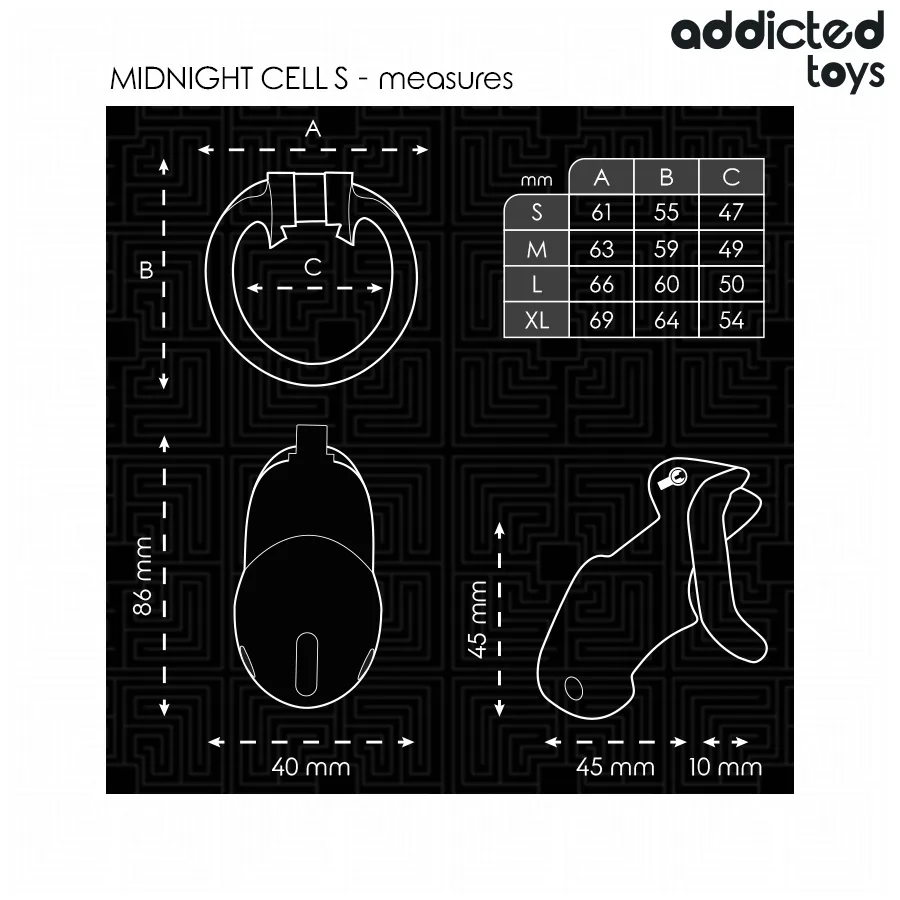 ADDICTED TOYS LOCKED - GAIOLA PENIANA MINDNIGHT CELL TAMANHO S