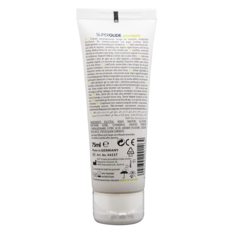 HOT - SUPERGLIDE LUBRIFICANTE COMESTÍVEL À BASE DE ÁGUA COM SABOR ABACAXI 75 ML
