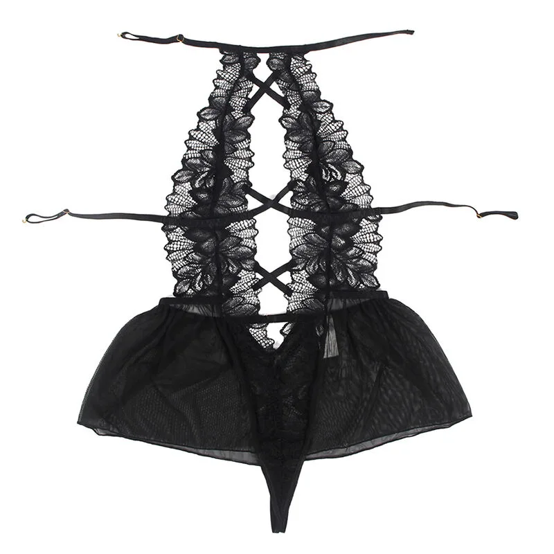 Subblime - Teddy Halter Neck Bare Back Lace Black