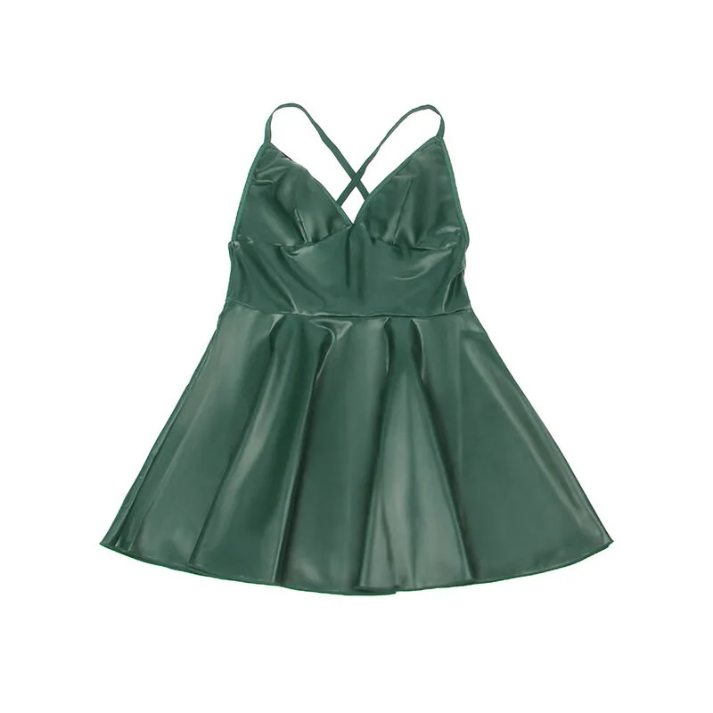 SUBBLIME - 955441 VESTIDO COM ALÇAS DE COURO VERDE L/XL