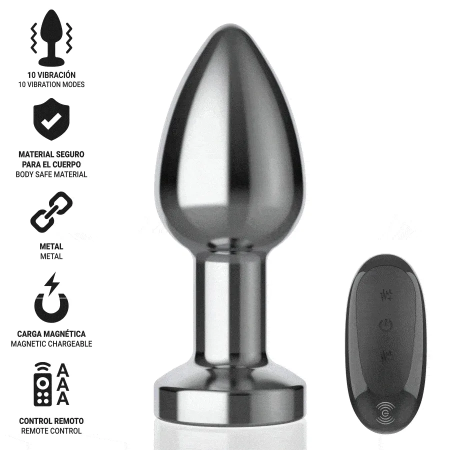 INTENSE - PLUG ANAL 10 VIBRAÇÕES METAL COM CONTROLE REMOTO M