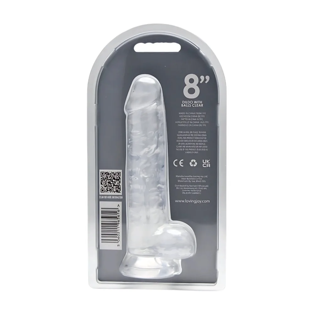 Loving Joy Dildo 8 Polegadas com Testículos Transparente