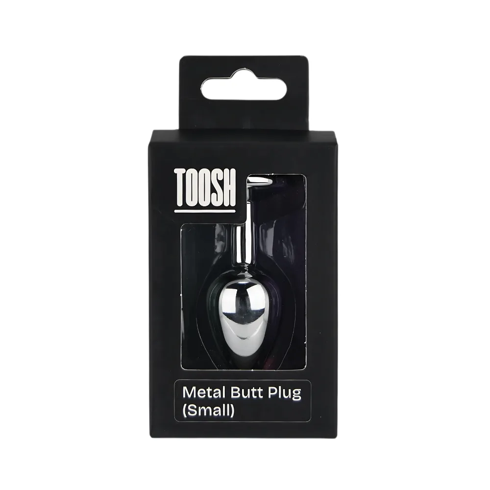 Toosh Plug em Forma de Coração Prateado com Pedra Vermelha Pequeno