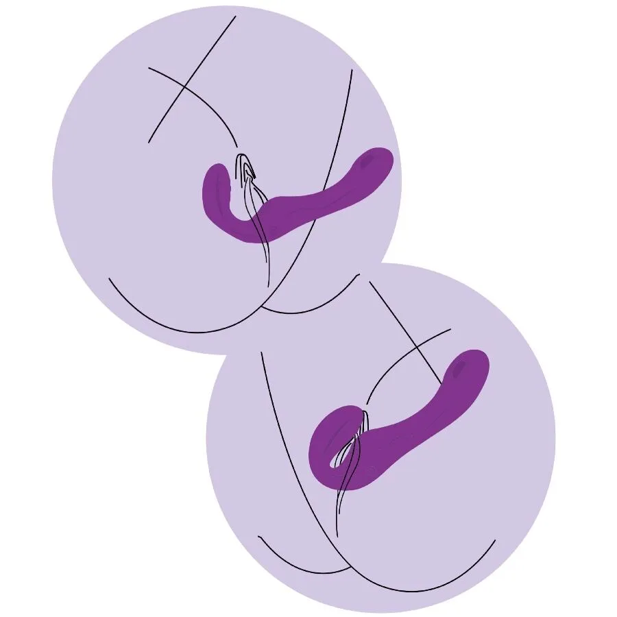 XOCOON - VIBRADOR STRAP-ON 2 EM 1 SEM ALÇAS COM CONTROLE REMOTO ROXO