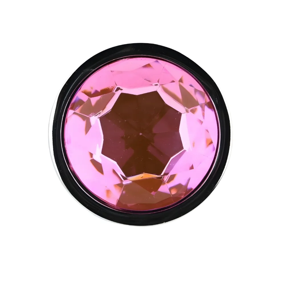 Toosh Plug Anal de Metal Prateado Grande Pedra Rosa