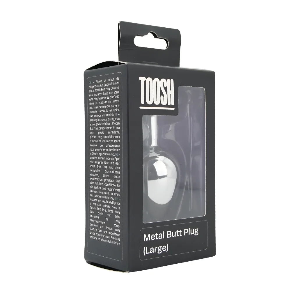 Toosh Plug Anal de Metal Prateado Grande Pedra Transparente
